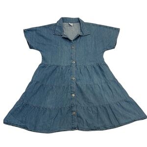 Zara Blue Tiered Buttoned Sundress